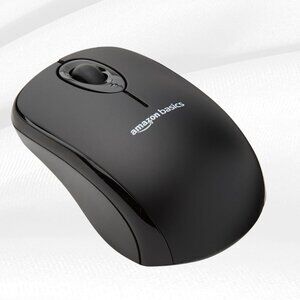 Amazon Basics Wireless Optical Mouse Black USB 2.4GHz PC Laptop Desktop New